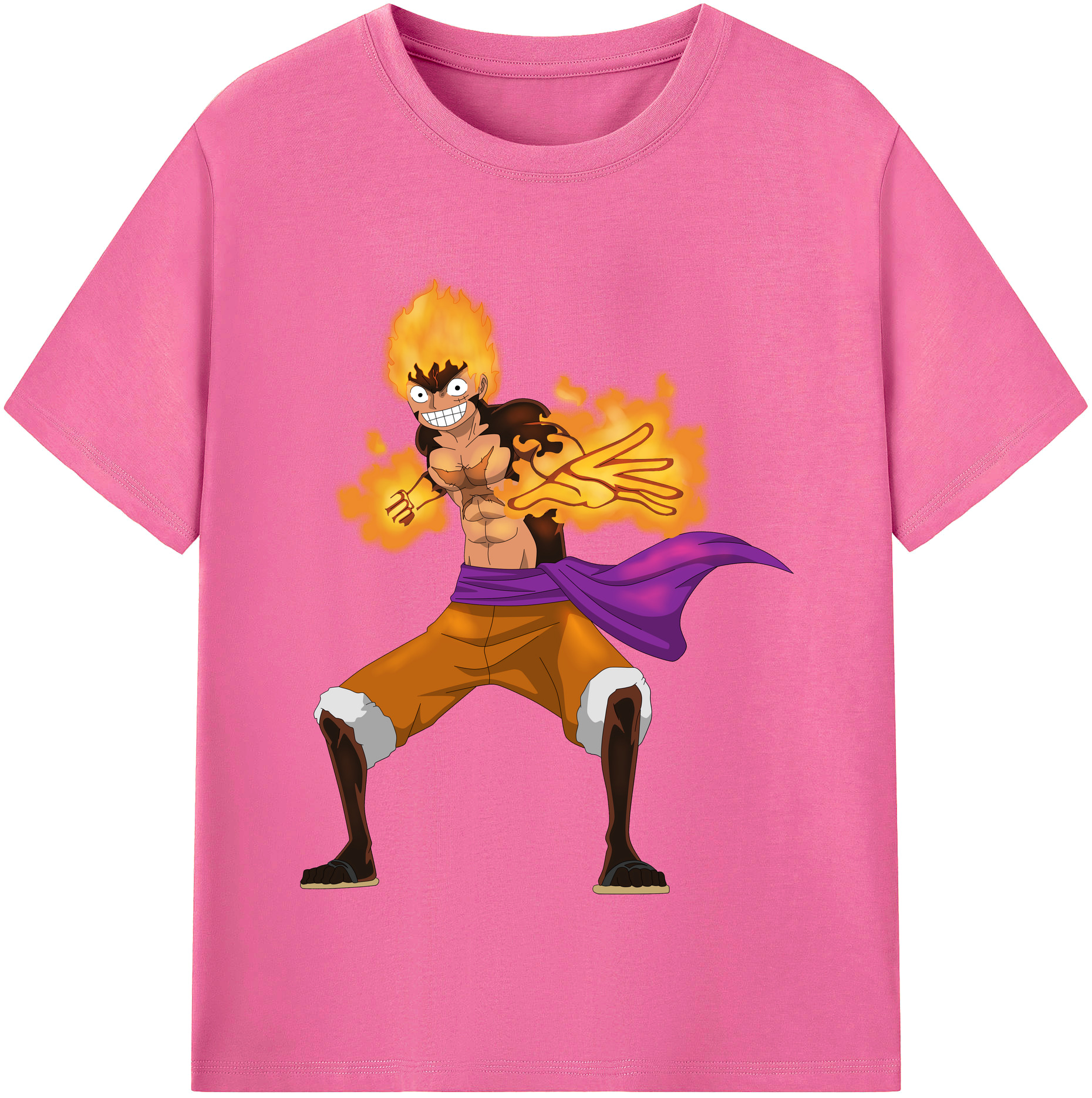 ワンピース モンキー・D・ルフィ ONE PIECE Monkey D. Luffy レディースカジュアルプリントTシャツ（綿100％）